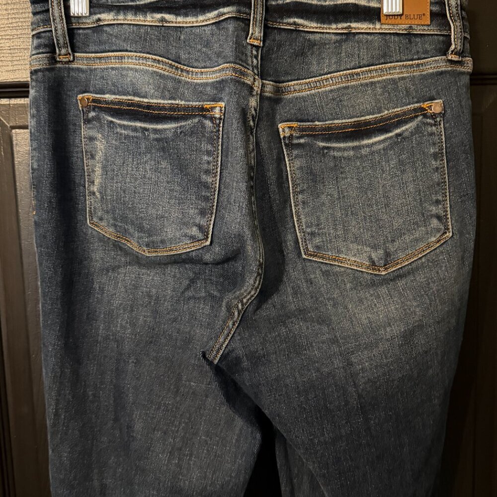 Judy Blue Womens Skinny Stretch Distressed Ankle Knee Dark Wash Size 7/28 - Picture 4 of 4